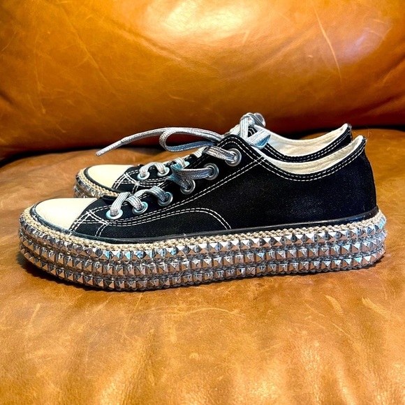 Studded Black 6.5 (runs big, I am an 8 and they fit) Converse Style Tennis Shoe - Picture 3 of 10